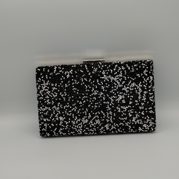 Women's black glitter clutch bag - Picture 2 of 13